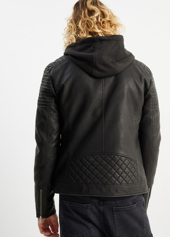 Чорна демісезонна куртка байкерська C&A