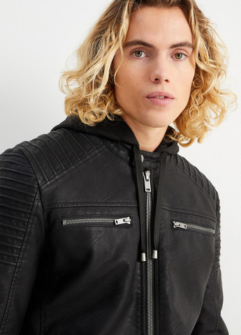 Чорна демісезонна куртка байкерська C&A