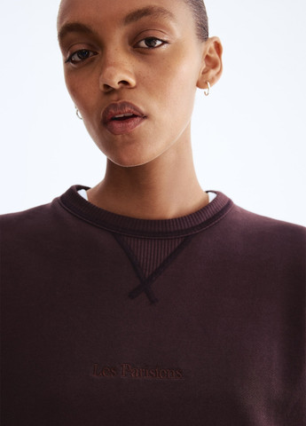 Коричневий світшот H&M напис вишивка (365968167)