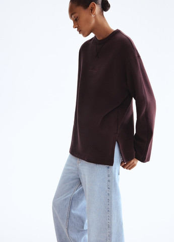 Коричневий світшот H&M напис вишивка (365968167)