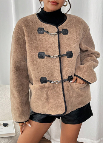 Темно-бежевая демисезонная куртка SHEIN