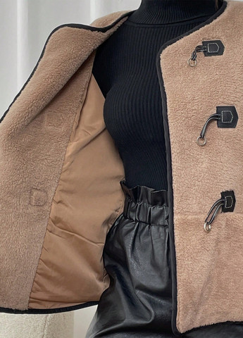 Темно-бежевая демисезонная куртка SHEIN