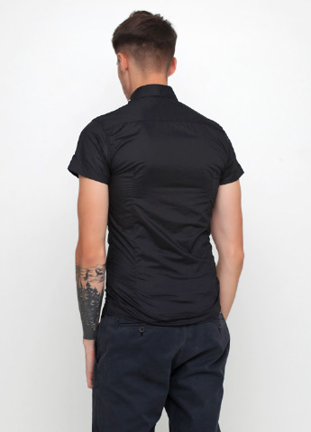 Черная кэжуал рубашка однотонная Cipo & Baxx с коротким рукавом