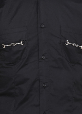 Черная кэжуал рубашка однотонная Cipo & Baxx с коротким рукавом