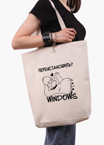 Еко сумка шоппер біла Перевстановити Windows (Reinstall Windows) (9227-1553-WTD) Еко сумка шоппер біла 41*39*8 см MobiPrint (215943944)