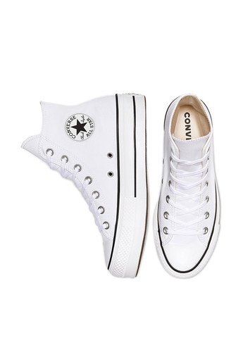 Белые кеды Converse CHUCK TAYLOR ALL STAR LIFT PLATFORM CANVAS с логотипом, с белой подошвой, люверсы