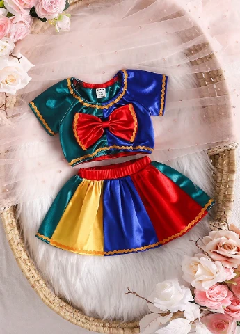 Комбінований літній костюм (блуза, спідниця) SHEIN