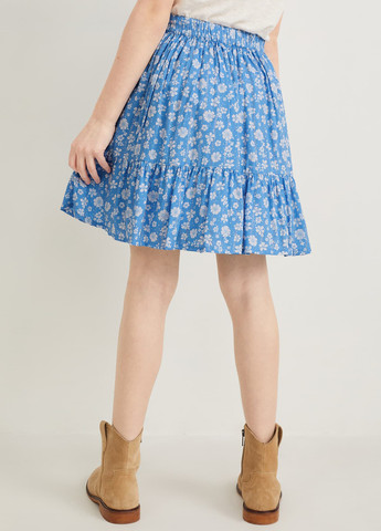 Синяя кэжуал цветочной расцветки юбка C&A клешированная