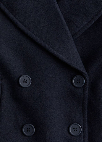 Темно-синее Кэжуал пальто двубортное H&M однотонное