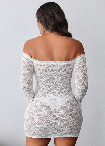 Белое вечернее, откровенный платье с открытыми плечами, силуэтная SHEIN с цветочным принтом