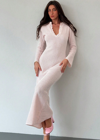 Светло-розовое кэжуал платье платье-свитер SHEIN однотонное