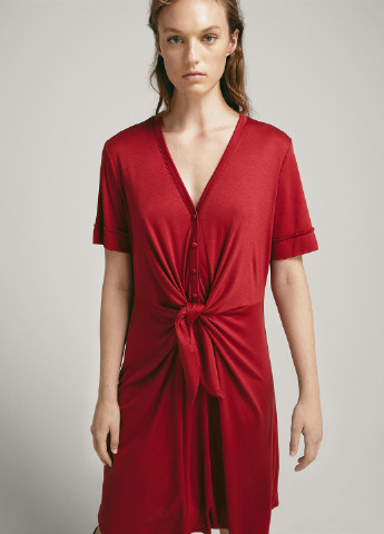 Красное кэжуал платье Massimo Dutti однотонное