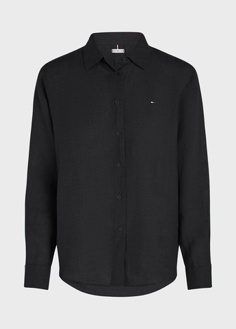 Черная кэжуал рубашка однотонная Tommy Hilfiger