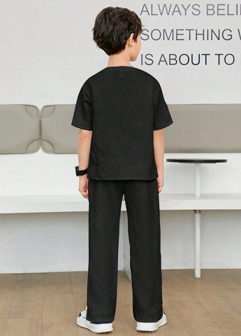 Чорний літній костюм (футболка, штани) брючний SHEIN