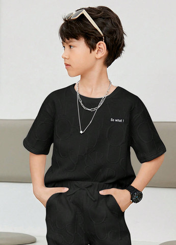 Чорний літній костюм (футболка, штани) брючний SHEIN