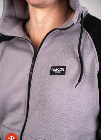 Зіпер з начосом сірий з чорним рукавом Custom Wear (255277089)
