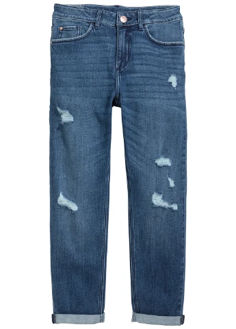 Синие демисезонные бойфренды джинсы H&M