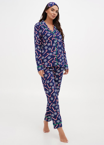 Синя зимня піжама (сорочка, штани) Lucci