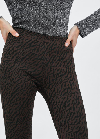 Коричневые кэжуал демисезонные клеш брюки Zara