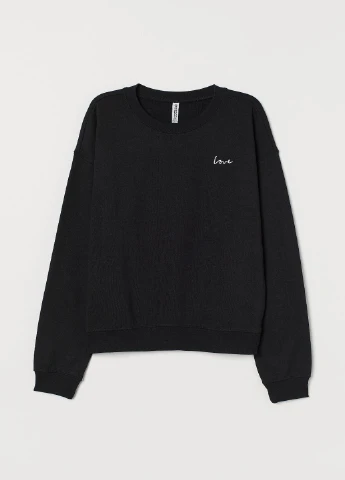 Черный свитшот H&M однотонный (251405791)