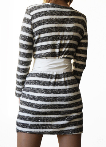 Черно-белое джинсовое теплое трикотажное платье в полоску ITSMINE в полоску