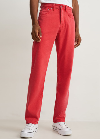 Красные демисезонные прямые джинсы C&A