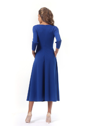Синее деловое платье клеш Lada Lucci однотонное