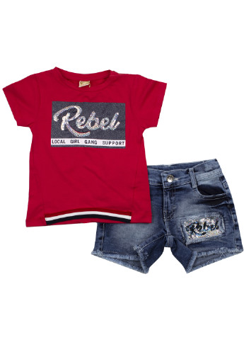 Червоний літній комплект (футболка, шорти) Sani