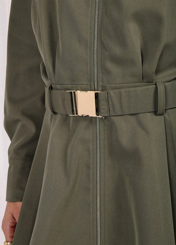 Оливковое (хаки) кэжуал платье SHEIN однотонное