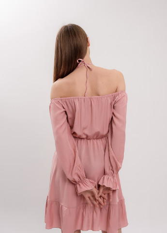 Розовое коктейльное воздушное легкое платье Hand Made однотонное