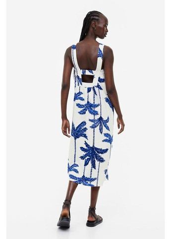 Молочное кэжуал платье с открытой спиной H&M с рисунком