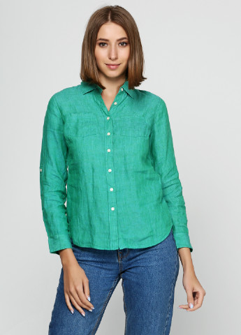 Зеленая кэжуал рубашка однотонная Talbots