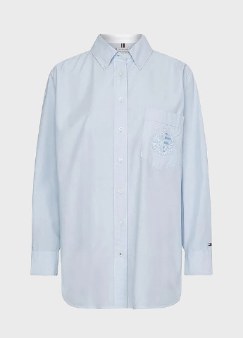 Голубой кэжуал рубашка однотонная Tommy Hilfiger