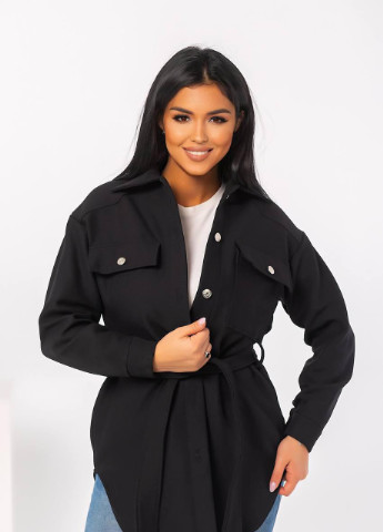 Черная женская куртка-рубашка черного цвета р.42/46 381316 New Trend