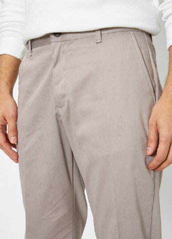 Серо-бежевые кэжуал демисезонные зауженные брюки KOTON