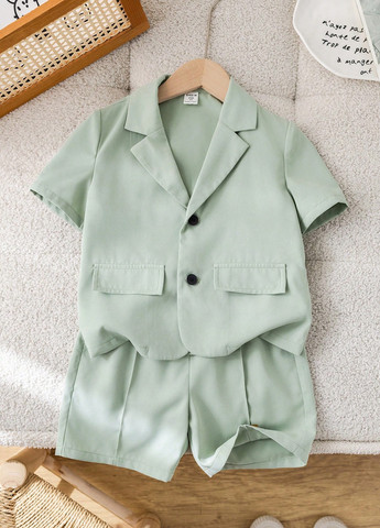 М'ятний літній костюм (піджак, шорти) з шортами SHEIN