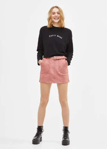 Чорний світшоти Bershka напис без декору (248895728)