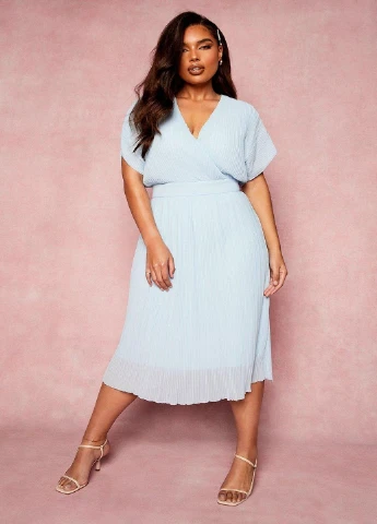 Голубое кэжуал платье Boohoo однотонное