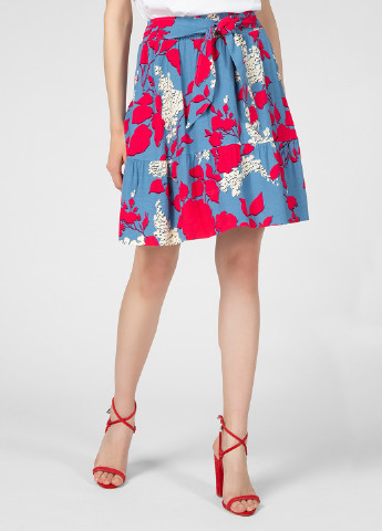 Голубая кэжуал цветочной расцветки юбка Calvin Klein клешированная