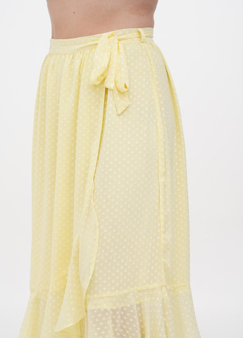 Светло-желтая кэжуал однотонная юбка Stella Nova на запах