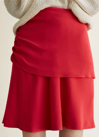Красная кэжуал однотонная юбка Massimo Dutti мини