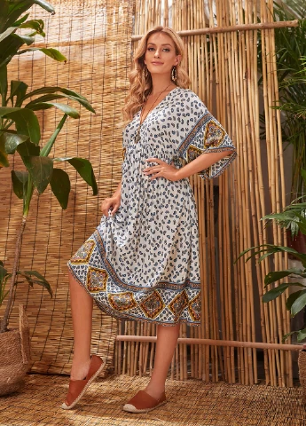 Комбинированное кэжуал платье а-силуэт SHEIN с рисунком