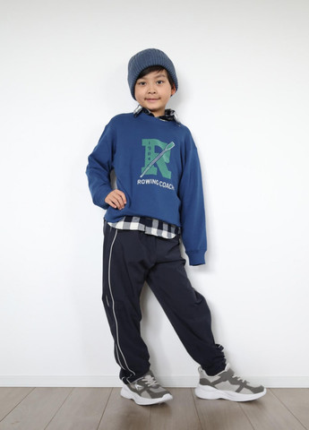 Синий свитшот Uniqlo надпись без декора (325746322)