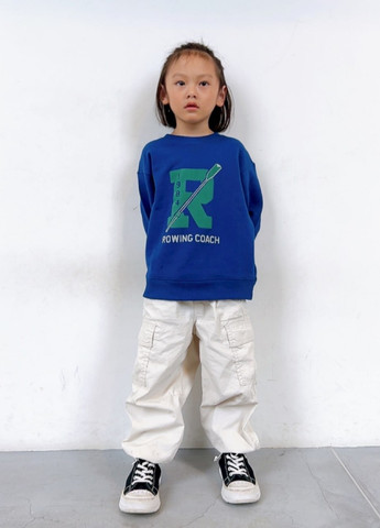 Синий свитшот Uniqlo надпись без декора (325746322)