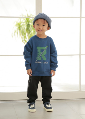 Синий свитшот Uniqlo надпись без декора (325746322)