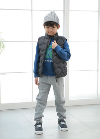 Синий свитшот Uniqlo надпись без декора (325746322)