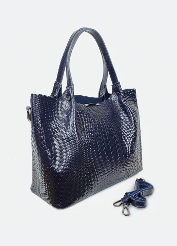 Модний жіночий велика повсякденна шкіряна сумка 8622 синя Fashion Сумка (226760529)