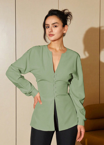 Серо-зелёная блуза SHEIN