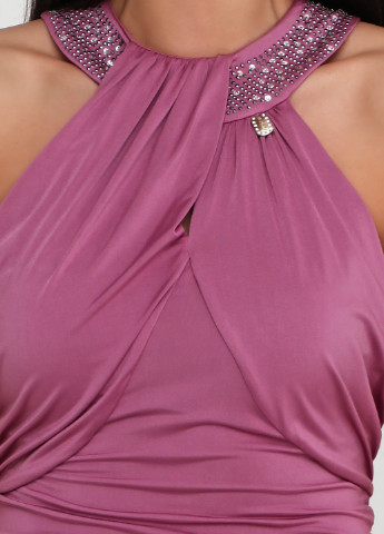 Розово-лиловое коктейльное платье короткое Justor однотонное