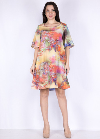 Комбинированное кэжуал платье клеш Time of Style с абстрактным узором